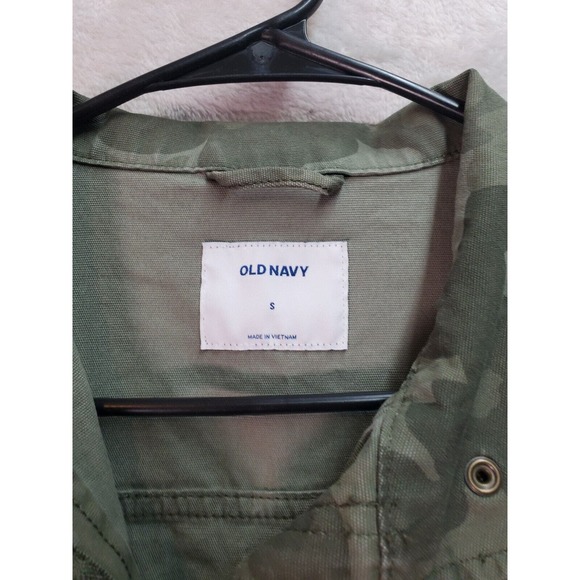Old Navy‎ Jacket Womens Small Green Camo Print Long Sleeve Collared Button Front - Picture 7 of 10